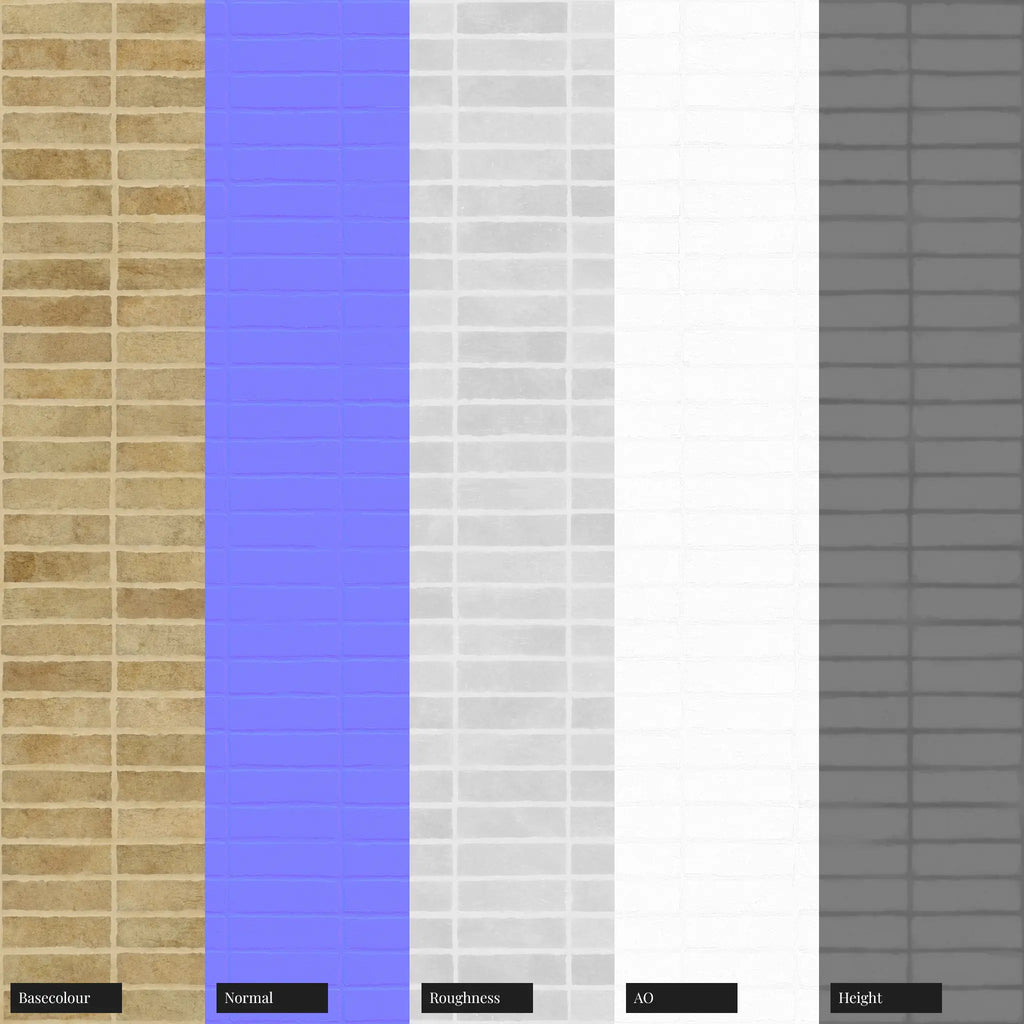 Victorian London Yellow Brick Running  Stack Bond PBR Texture - Example Scene Visualization | Superellipse