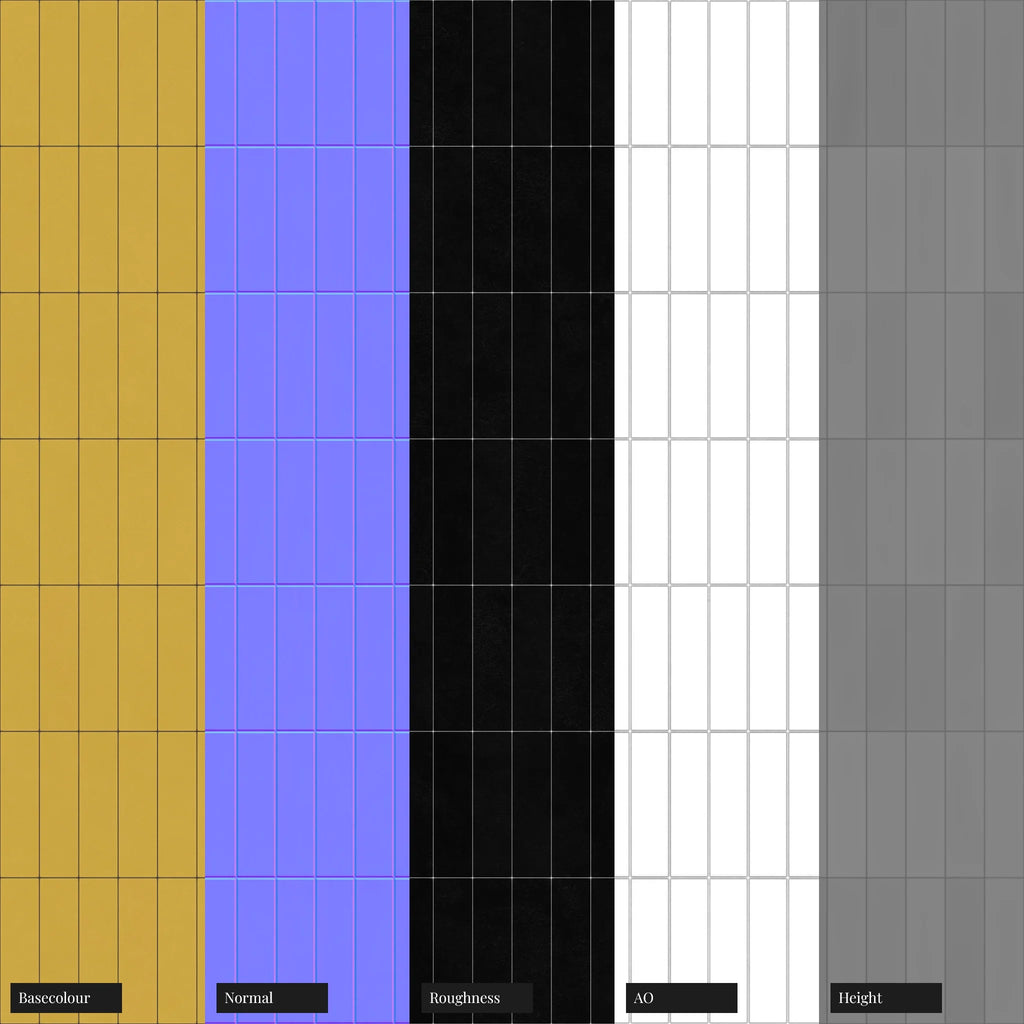 Contemporary Yellow Tile Coordinated Grout PBR Texture - Example Scene Visualization | Superellipse