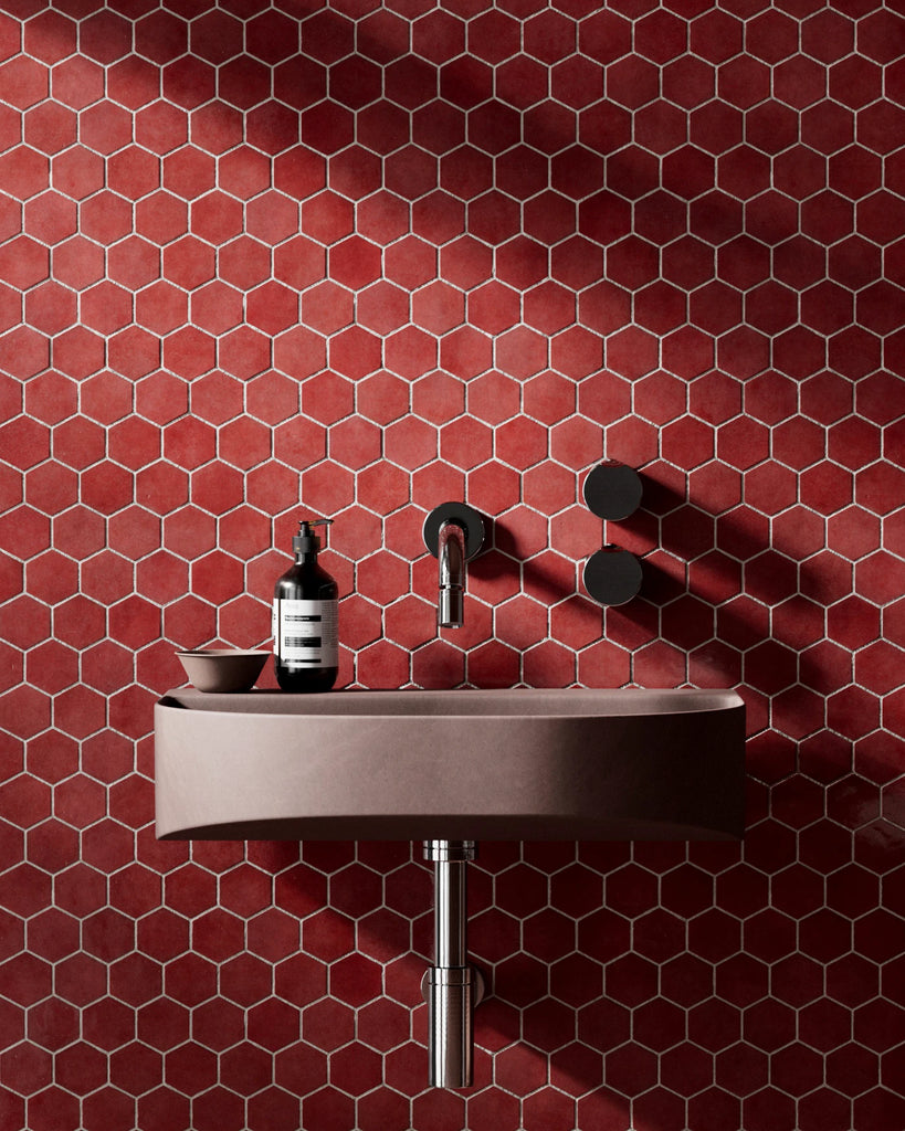 Zellige Salsa Red Hex Tile PBR Texture - Example Scene Visualization | Superellipse