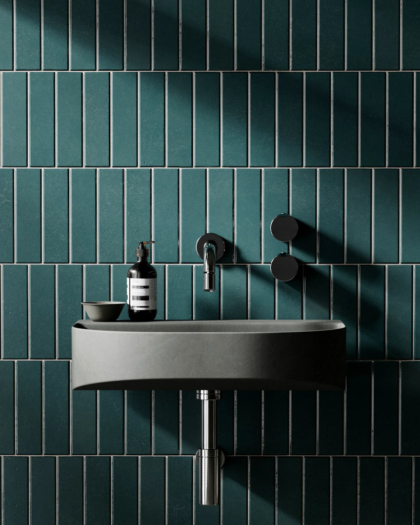 Offset Matte Racing Green Tile PBR Texture - Example Scene Visualization | Superellipse
