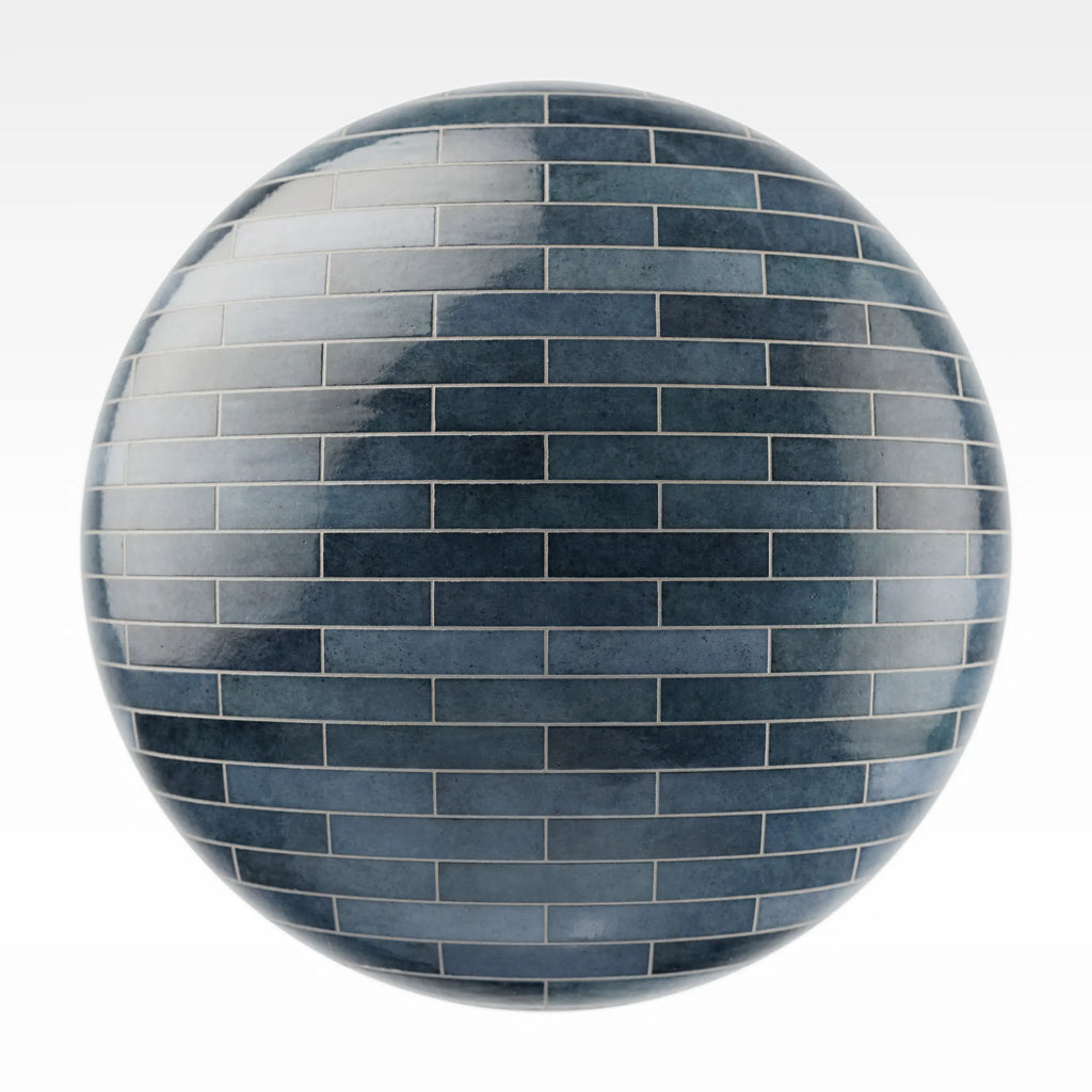 Hoxton Slate Blue Brickbond Tile PBR Texture - Sphere Swatch Preview | Superellipse