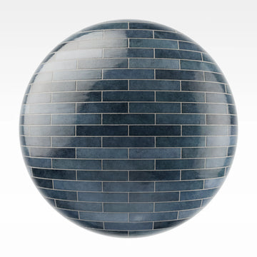 Hoxton Slate Blue Brickbond Tile PBR Texture - Sphere Swatch Preview | Superellipse
