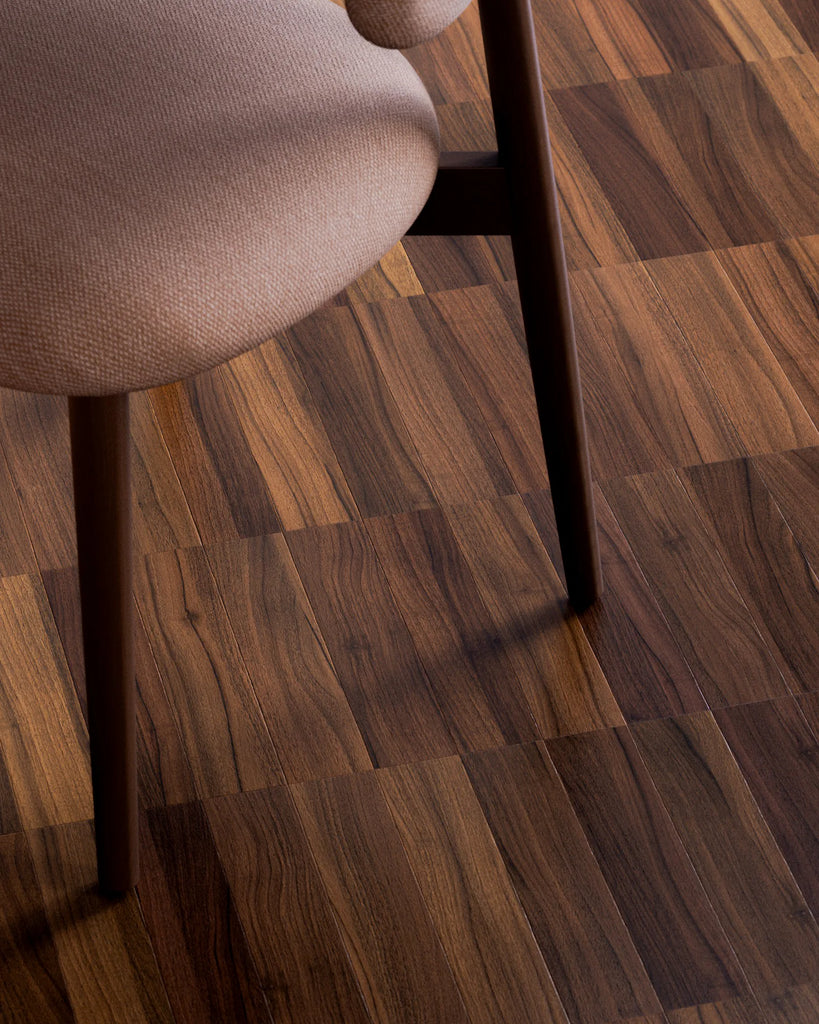Brazilian Teak Stack Bond Parquet Wood Floor PBR Texture - Example Scene Visualization | Superellipse