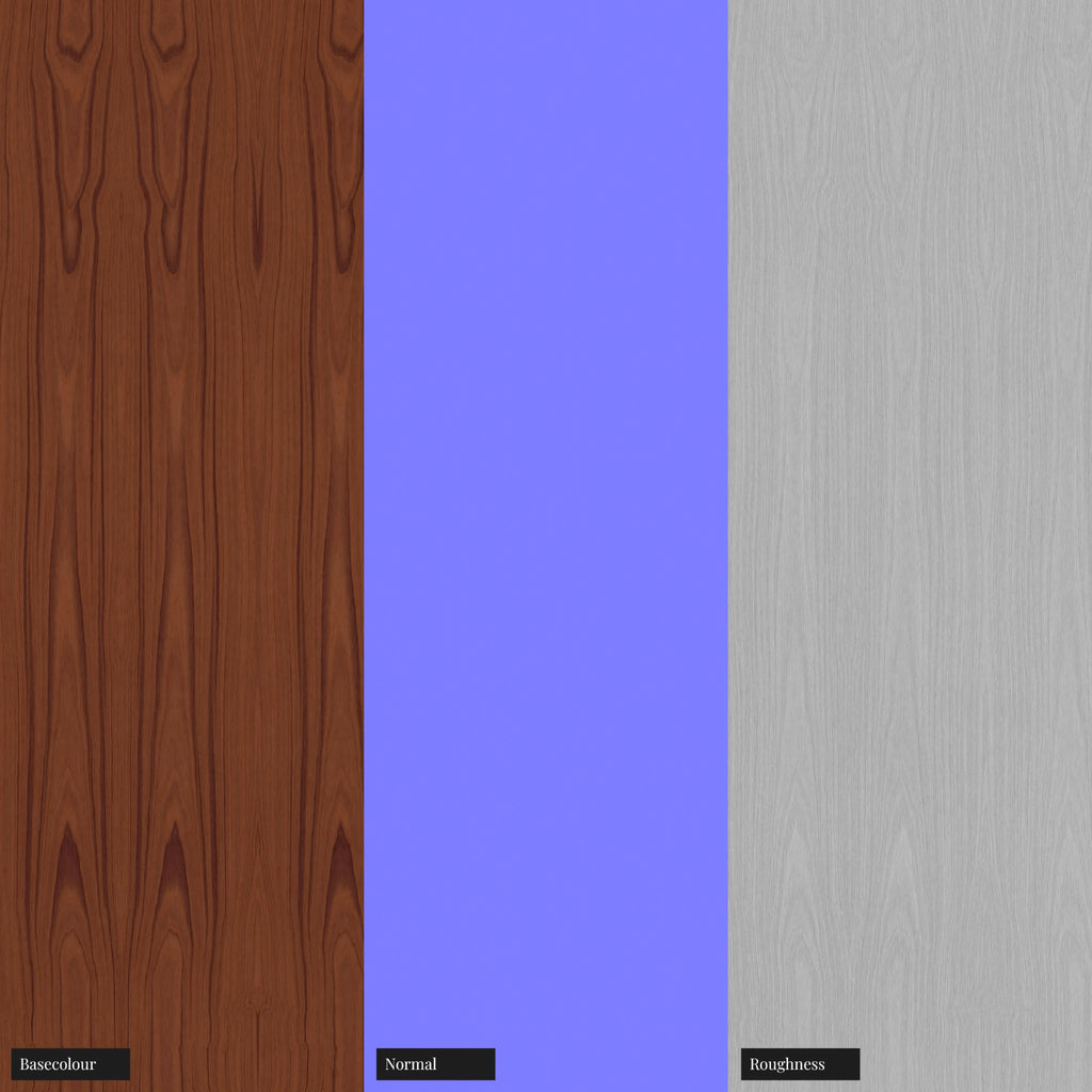 Rosewood Book Matched Oiled Veneer Wood PBR Texture - Example Scene Visualization | Superellipse