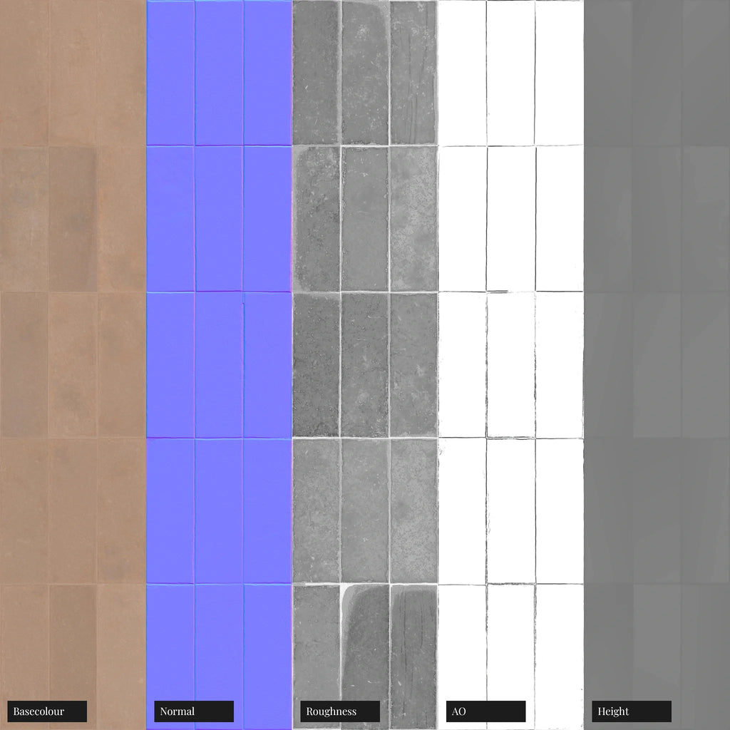 Terracotta Soft Dusted Brick Tiles PBR Texture - Example Scene Visualization | Superellipse