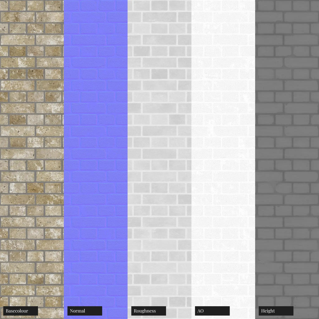 Rustic Cottage English Bond Buff Brick PBR Texture - Example Scene Visualization | Superellipse