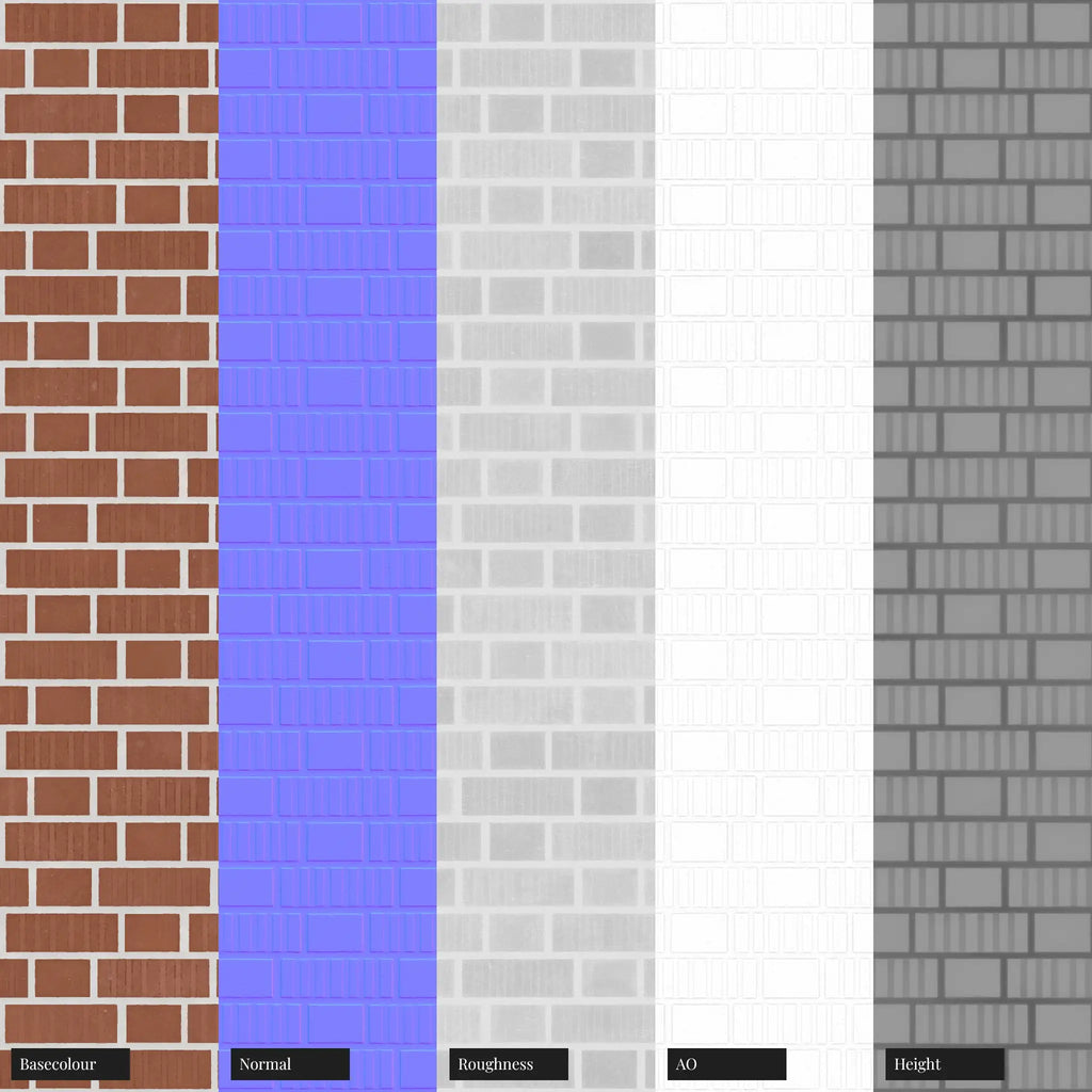 Grooved Red Clay Brick Facade Flemish Bond PBR Texture - Example Scene Visualization | Superellipse