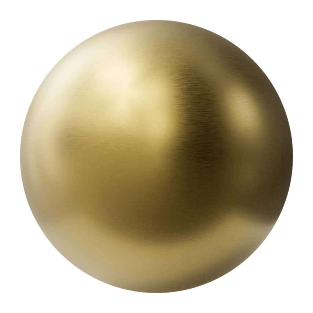Buffed Linear Brushed Gold Metal PBR Texture - Sphere Swatch Preview | Superellipse