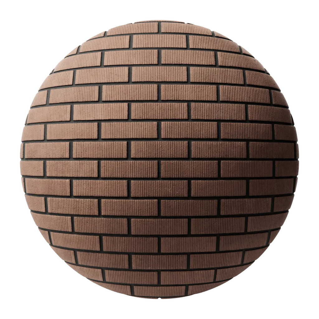 Old Mill Red Grooved Brick Running Bond PBR Texture - Sphere Swatch Preview | Superellipse