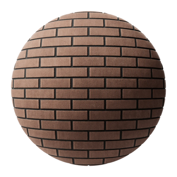 Old Mill Red Grooved Brick Running Bond PBR Texture - Sphere Swatch Preview | Superellipse