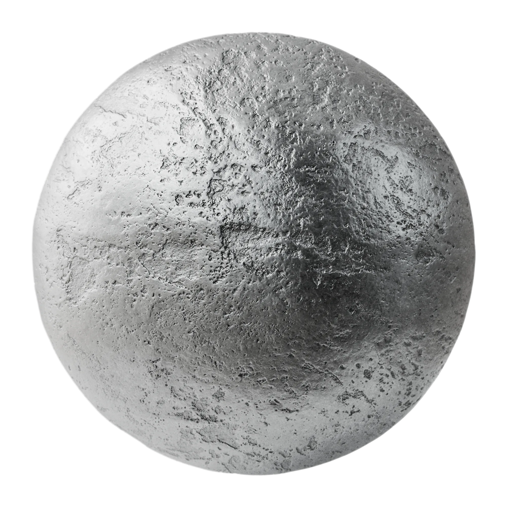 Rough Sand Cast Aluminium PBR Texture - Sphere Swatch Preview | Superellipse