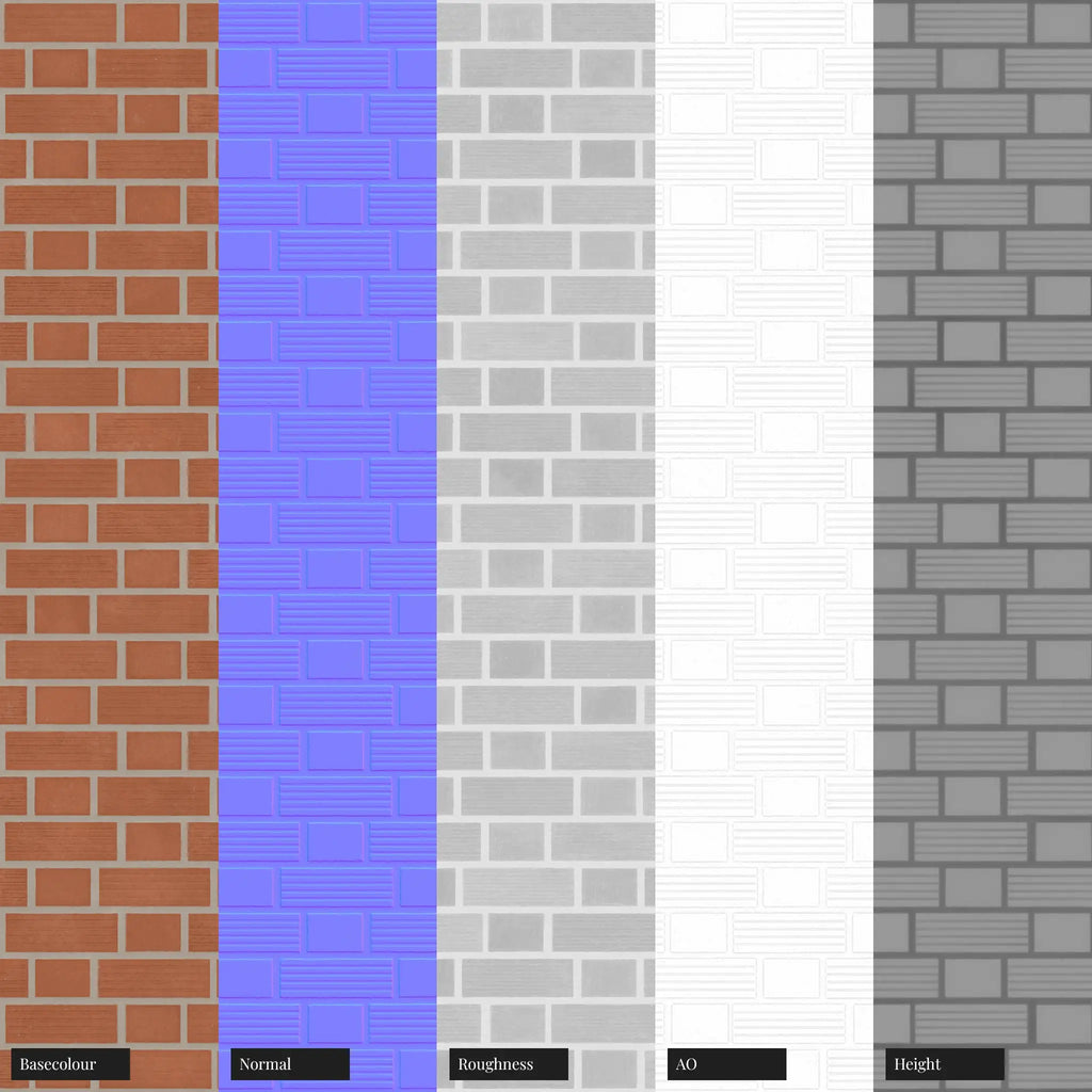 Long Grooved Red Clay Brick Flemish Bond PBR Texture - Example Scene Visualization | Superellipse