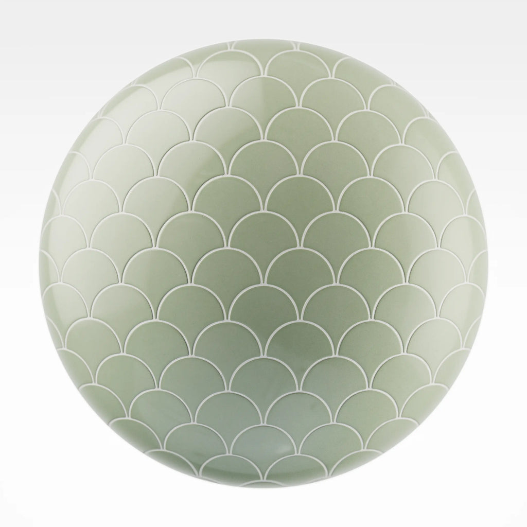 Jungle Green Scallop Ceramic Tile PBR Texture - Sphere Swatch Preview | Superellipse