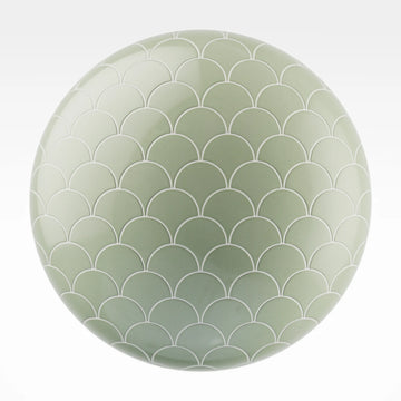 Jungle Green Scallop Ceramic Tile PBR Texture - Sphere Swatch Preview | Superellipse