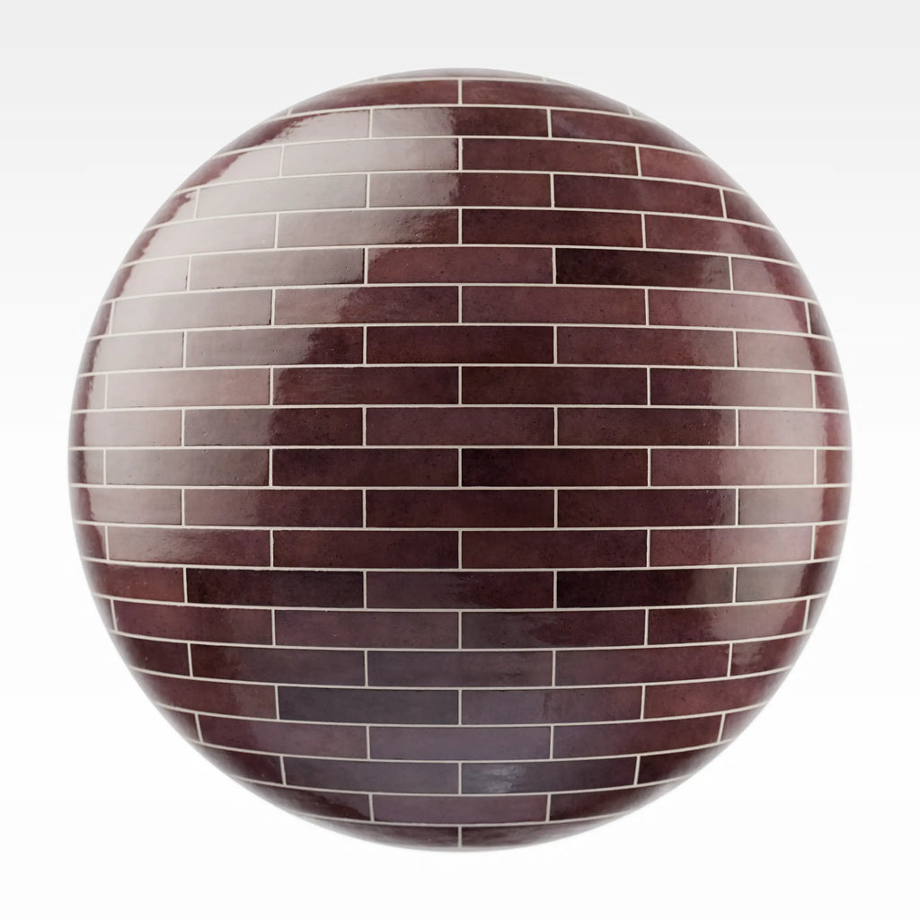 Hoxton Burgundy Brickbond Tile PBR Texture - Sphere Swatch Preview | Superellipse