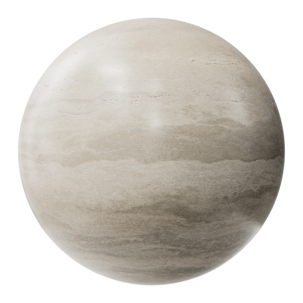 Polished Travertine Unfilled PBR Texture - Sphere Swatch Preview | Superellipse