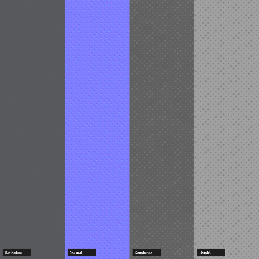 Asymmetric Circle Grid Textured Plastic PBR Texture - Example Scene Visualization | Superellipse