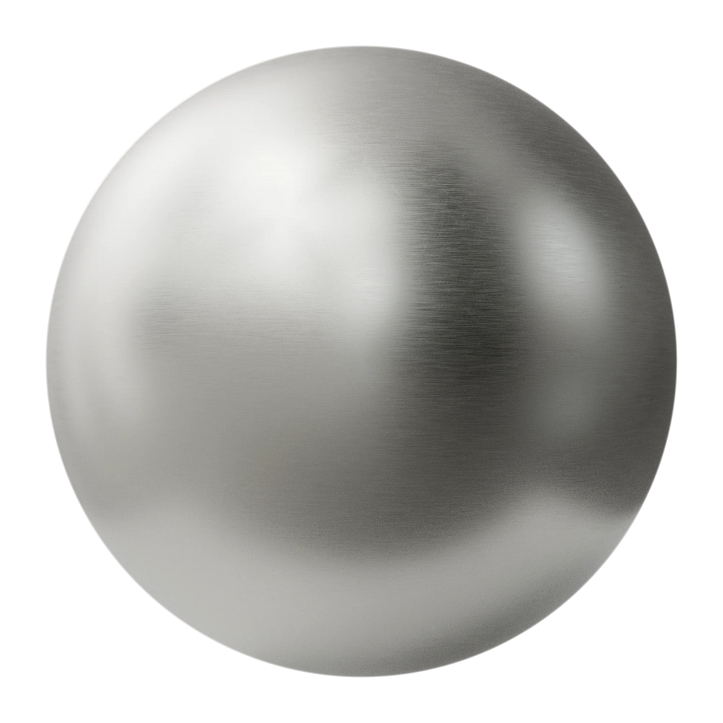 Buffed Linear Brushed Silver Metal PBR Texture - Sphere Swatch Preview | Superellipse