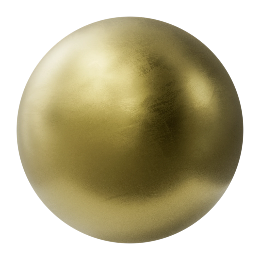 Hand Finished Brushed Brass Metal PBR Texture - Sphere Swatch Preview | Superellipse