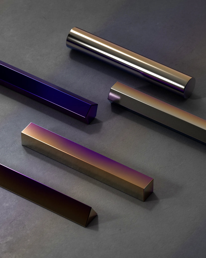 Heat Treated Polished Titanium Linear PBR Texture - Example Scene Visualization | Superellipse