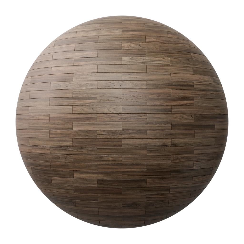 Smokey Walnut Brick Bond Parquet Wood Floor PBR Texture - Sphere Swatch Preview | Superellipse