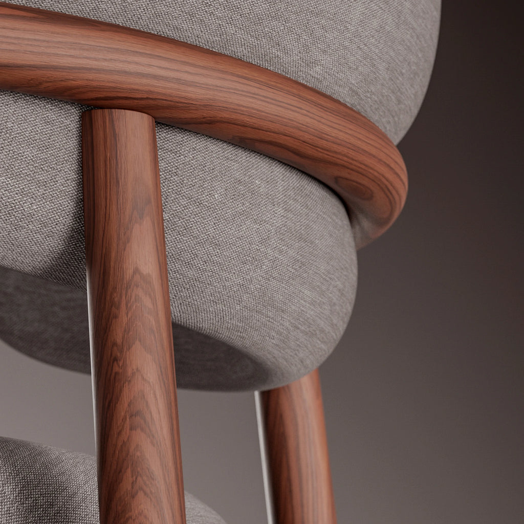 Rosewood Crown Cut Oiled Veneer Wood PBR Texture - Example Scene Visualization | Superellipse