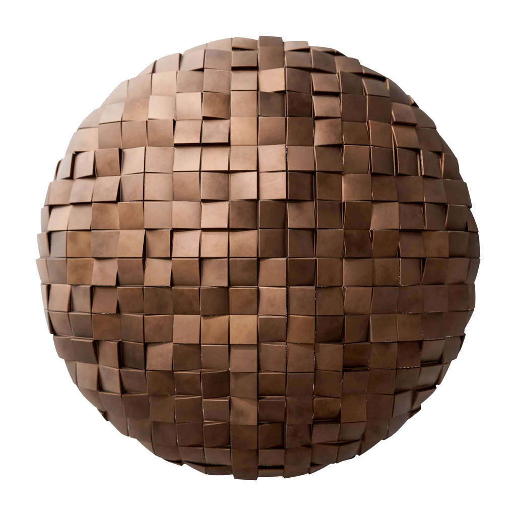 Oxidised Copper Square 3D Metal Panel PBR Texture - Sphere Swatch Preview | Superellipse