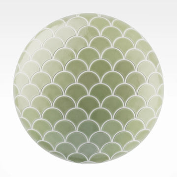 Glazed Sage Scallop Porcelain Tile PBR Texture - Sphere Swatch Preview | Superellipse