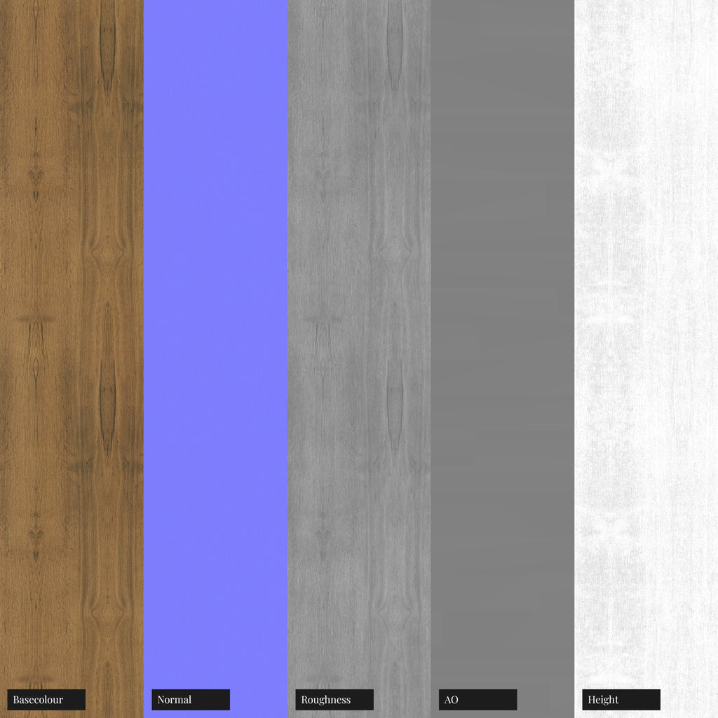 Rustic Book Matched Oak Wood PBR Texture - Example Scene Visualization | Superellipse