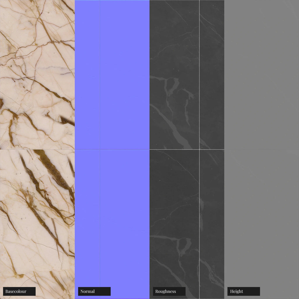 Sofita Beige Honed Marble Tiles PBR Texture - Example Scene Visualization | Superellipse