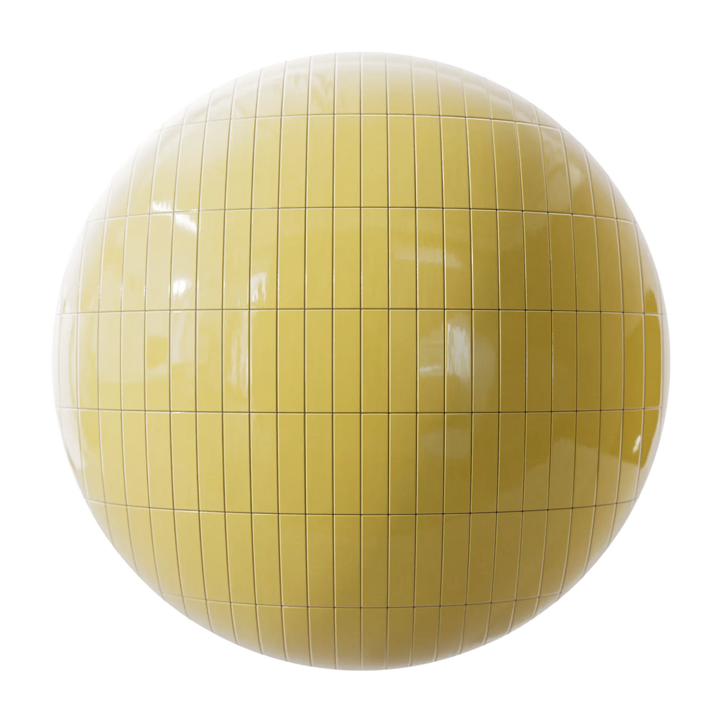 Contemporary Yellow Tile Coordinated Grout PBR Texture - Sphere Swatch Preview | Superellipse