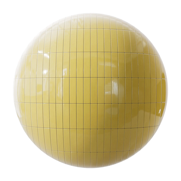 Contemporary Yellow Tile Coordinated Grout PBR Texture - Sphere Swatch Preview | Superellipse