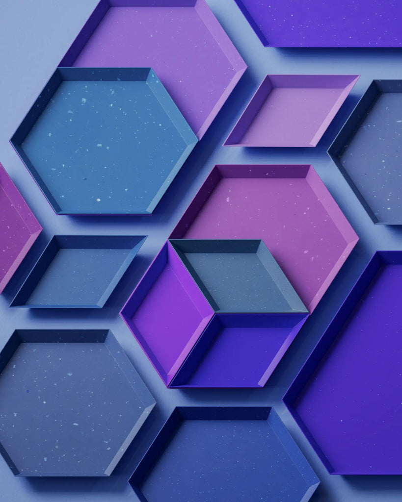 Mixed Blues Terrazzo Plastic Small PBR Texture - Example Scene Visualization | Superellipse