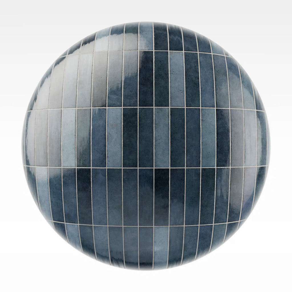Hoxton Slate Blue Stacked Tile PBR Texture - Sphere Swatch Preview | Superellipse