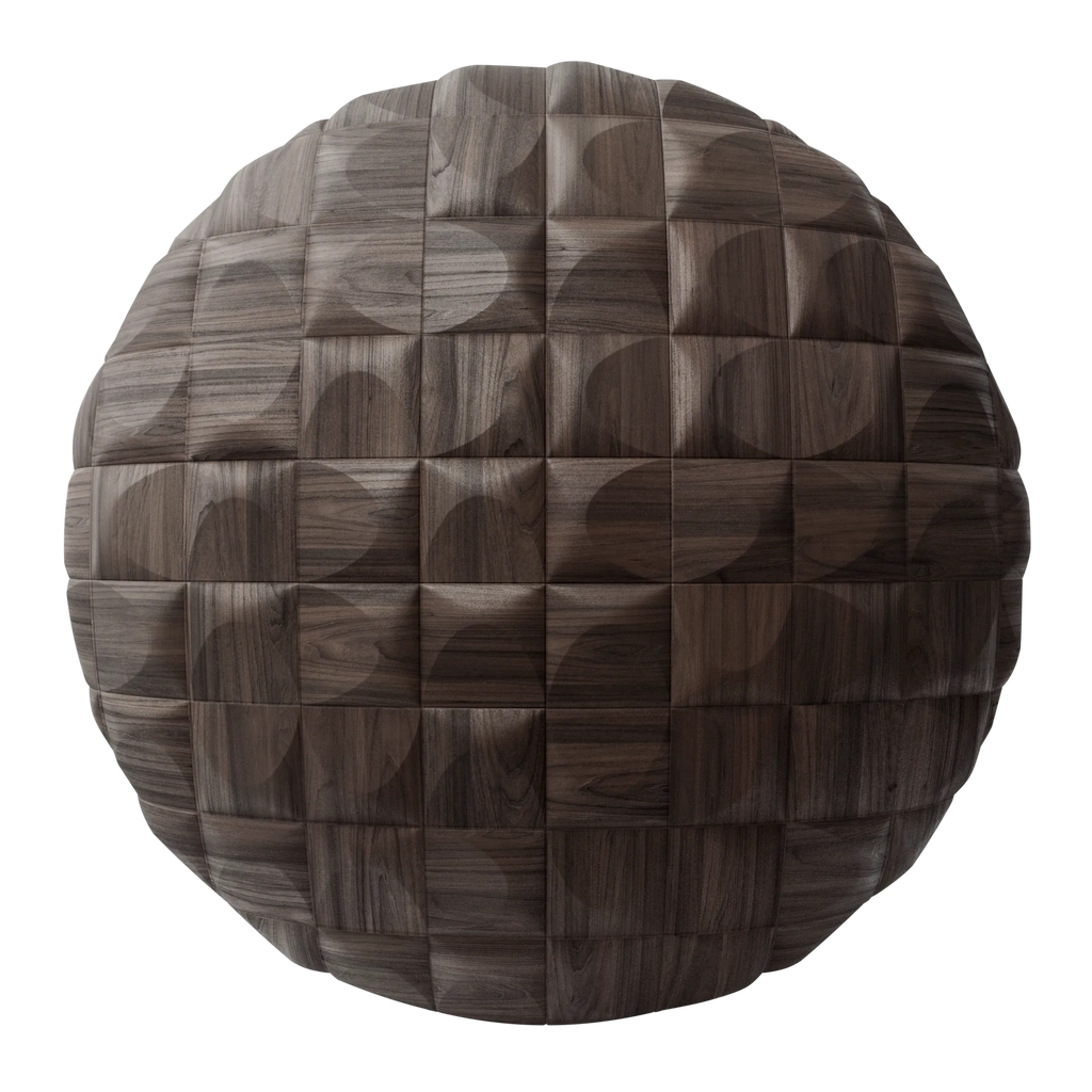 Arch Surface Walnut Wood Panel PBR Texture - Sphere Swatch Preview | Superellipse