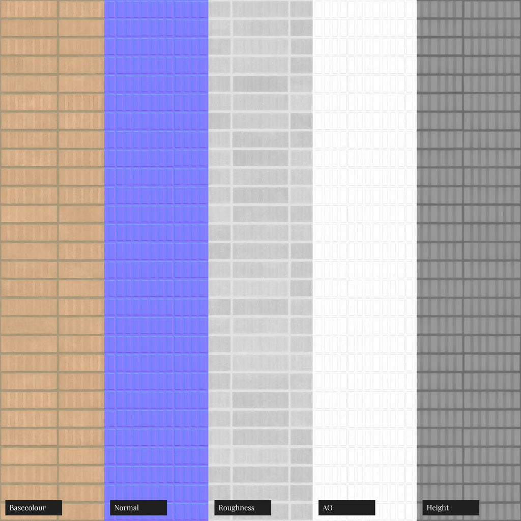 Grooved Buff Brick Facade Stack Bond PBR Texture - Example Scene Visualization | Superellipse
