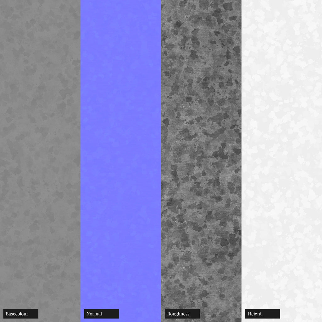 Galvanised Hotdip Steel Metal PBR Texture - Example Scene Visualization | Superellipse