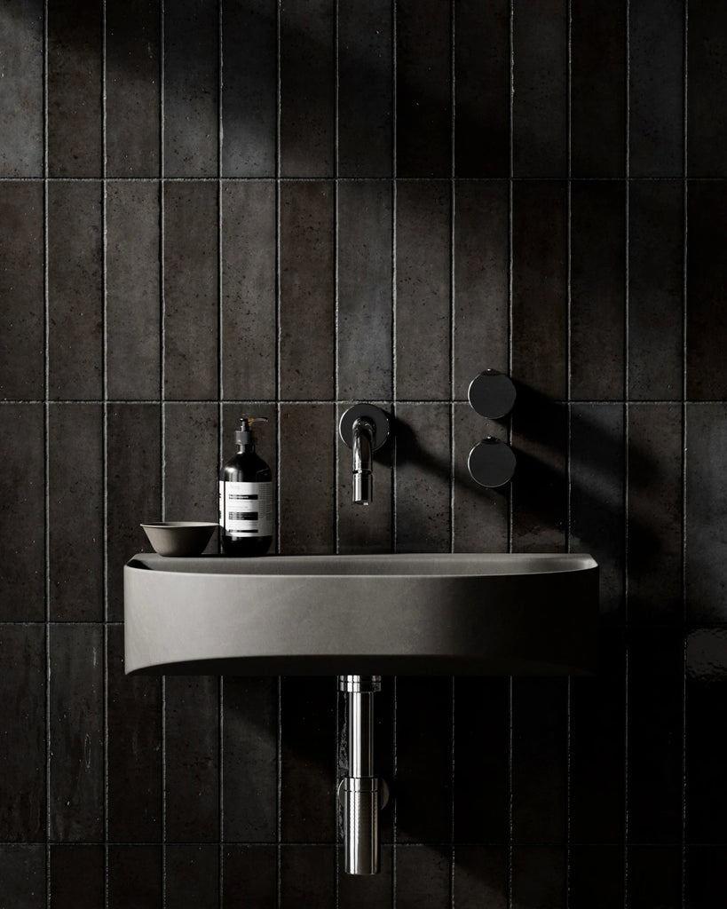 Hoxton Dark Gloss Stacked Tile PBR Texture - Example Scene Visualization | Superellipse