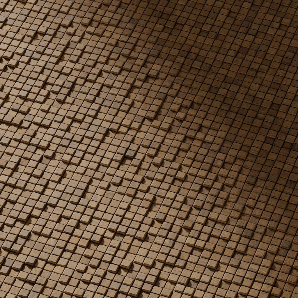 Small Mosaic Oak Wood Panel PBR Texture - Example Scene Visualization | Superellipse