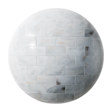 White Onyx Polished Brickbond Tiles PBR Texture - Sphere Swatch Preview | Superellipse