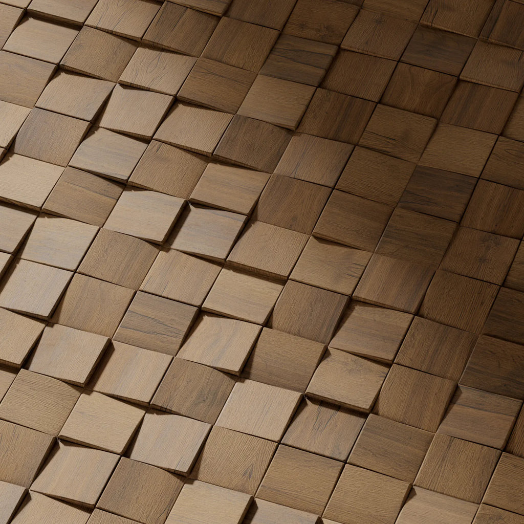 Bevelled Square Oak Wood Panel PBR Texture - Example Scene Visualization | Superellipse