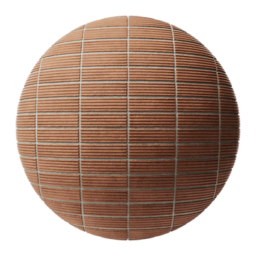 Long Grooved Red Clay Brick Stack Bond PBR Texture - Sphere Swatch Preview | Superellipse