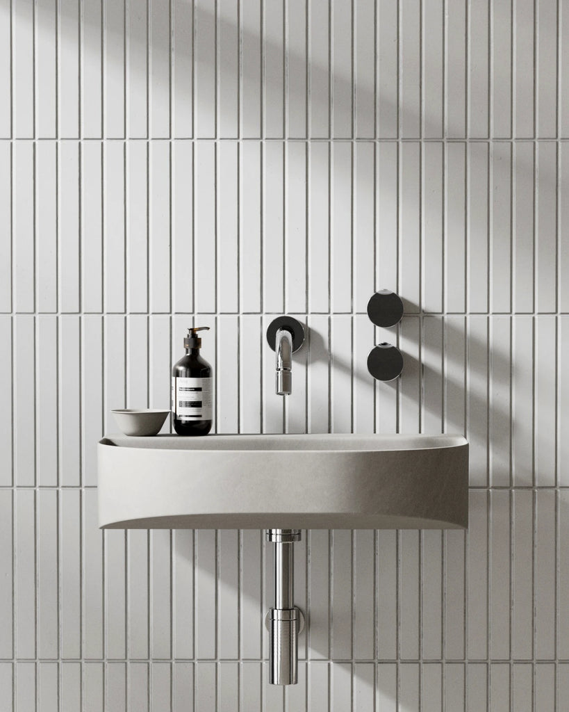 Slim Matte Cotton White Tile PBR Texture - Example Scene Visualization | Superellipse