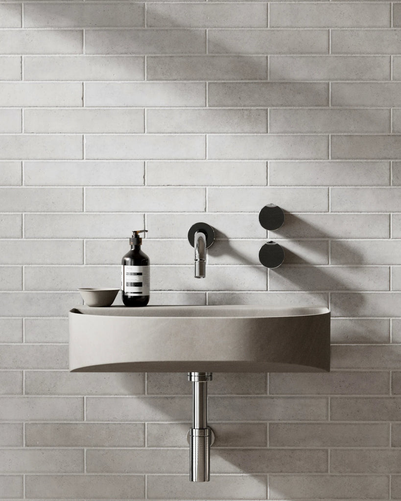 Hoxton Contemporary White Brickbond Tile PBR Texture - Example Scene Visualization | Superellipse