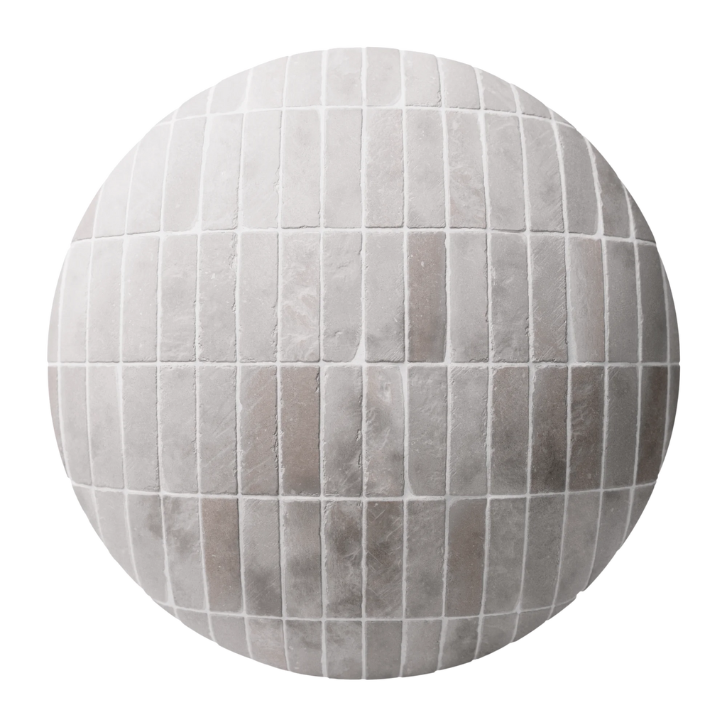 Terracotta Neutral Grey Brick Tiles PBR Texture - Sphere Swatch Preview | Superellipse