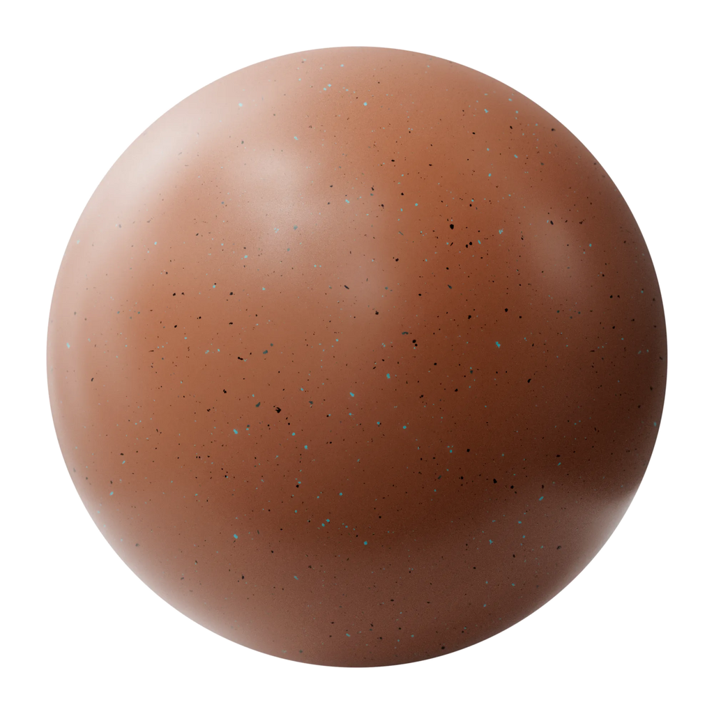 Burnt Sienna Terrazzo Plastic Small PBR Texture - Sphere Swatch Preview | Superellipse