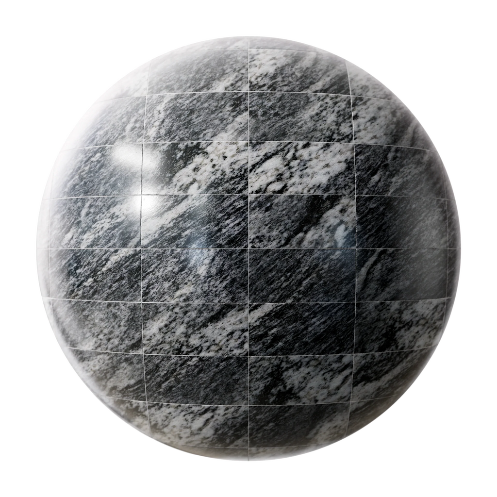 Thundercloud Granite Honed Stacked Tiles PBR Texture - Sphere Swatch Preview | Superellipse