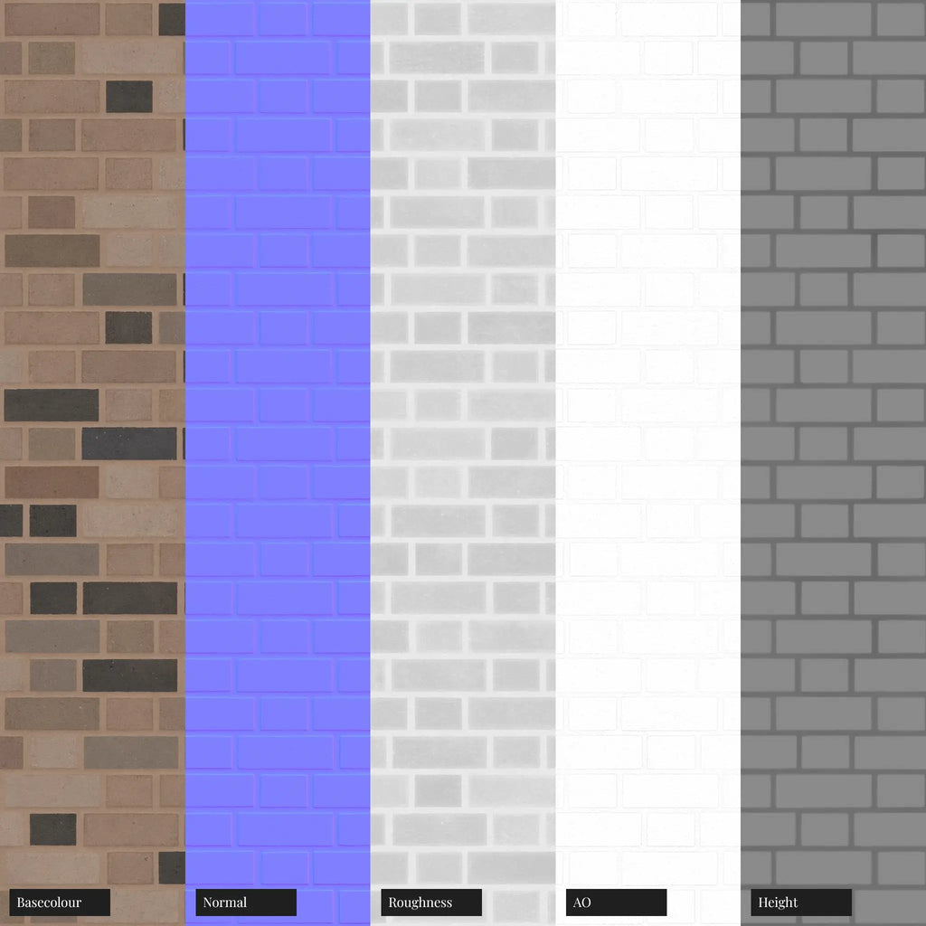 Slate Accent Architectural Flemish Bond Brick PBR Texture - Example Scene Visualization | Superellipse