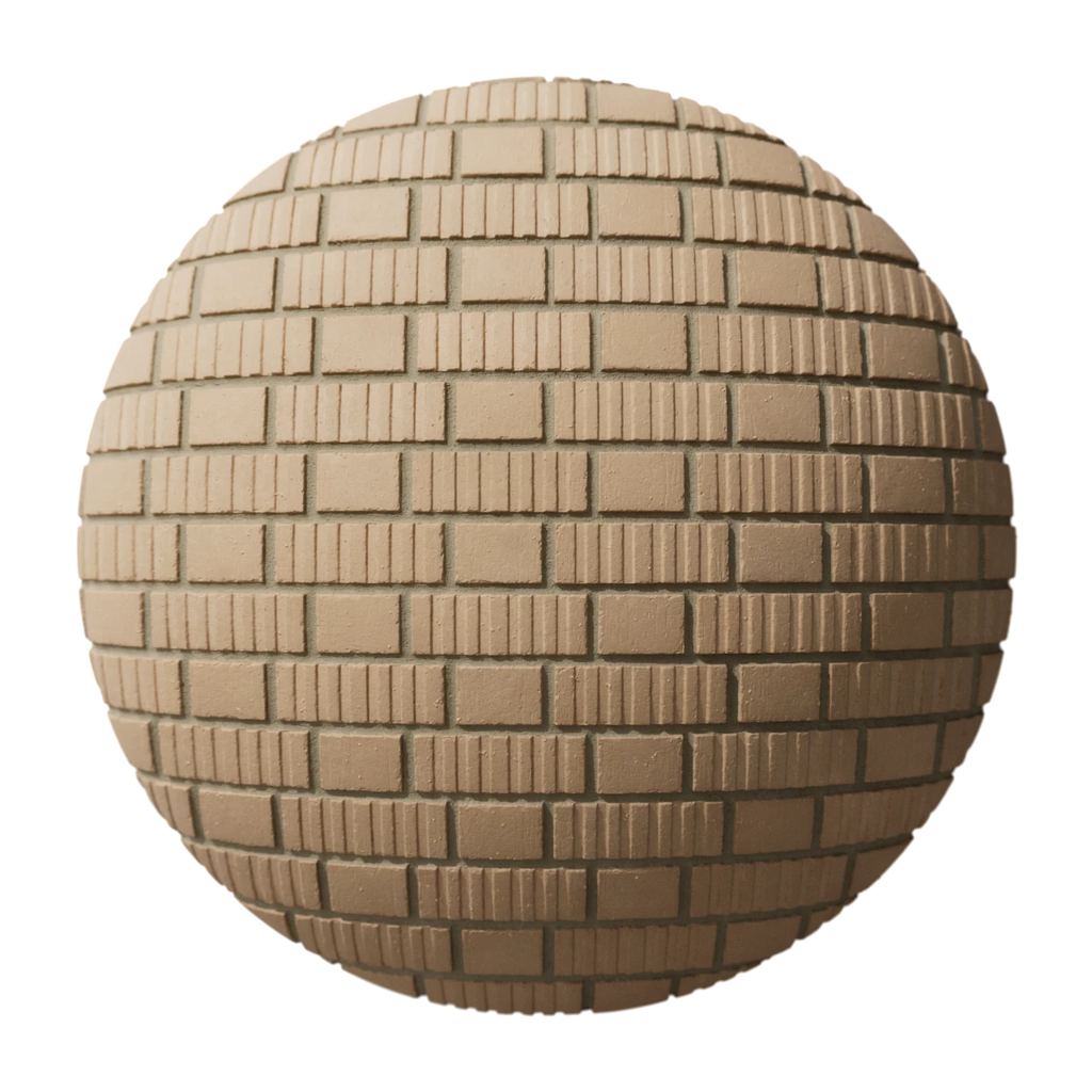 Grooved Buff Brick Facade Flemish Bond PBR Texture - Example Scene Visualization | Superellipse