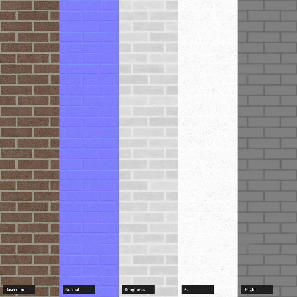 Burnt Hazel Dragfaced Running Bond Brick PBR Texture - Example Scene Visualization | Superellipse